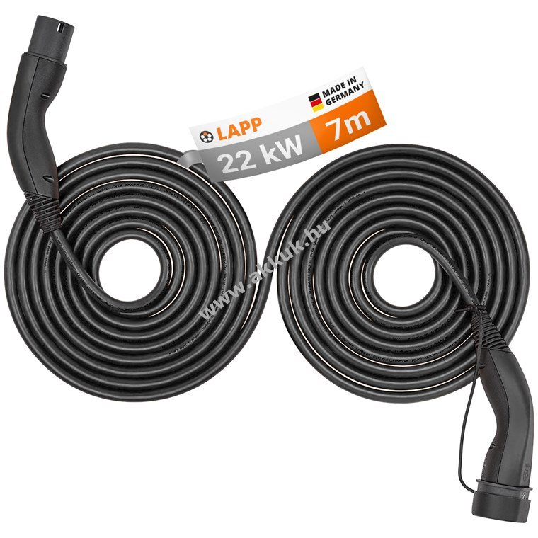 LAPP MOBILITY HELIX önbehúzó Typ-2 töltőkábel 7m 22kW 32A 3-fázisú fekete (5555934054)