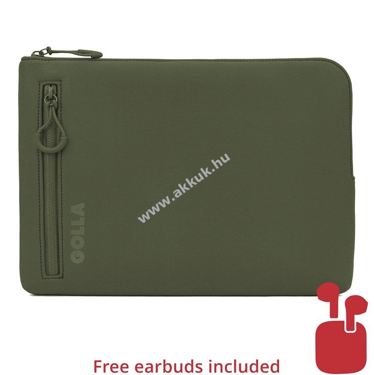 Golla 13col laptop tok zöld Bluetooth fejhallgatóval (szín véletlenszerű) 33cm
