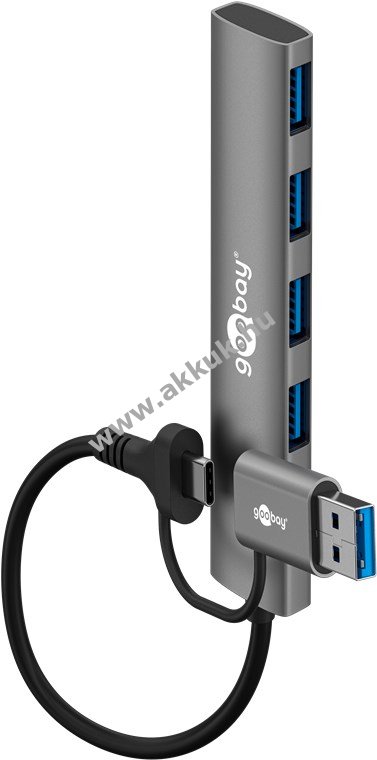 Goobay Standard 2in1 Slim 4-port USB hub 5Gbit/s USB-C/USB-A 4x USB-A USB 3.2