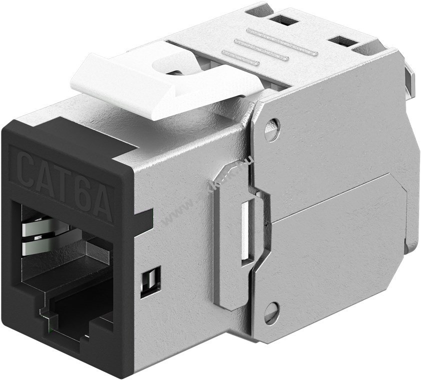 Goobay Keystone modul RJ45 CAT6A STP Slim 16,6mm fekete krokodil LSA szerszámmentes