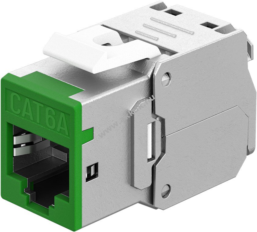 Goobay Keystone modul RJ45 CAT6A STP Slim zöld 16,6mm széles krokodil vágóklemme LSA szerszámmentes