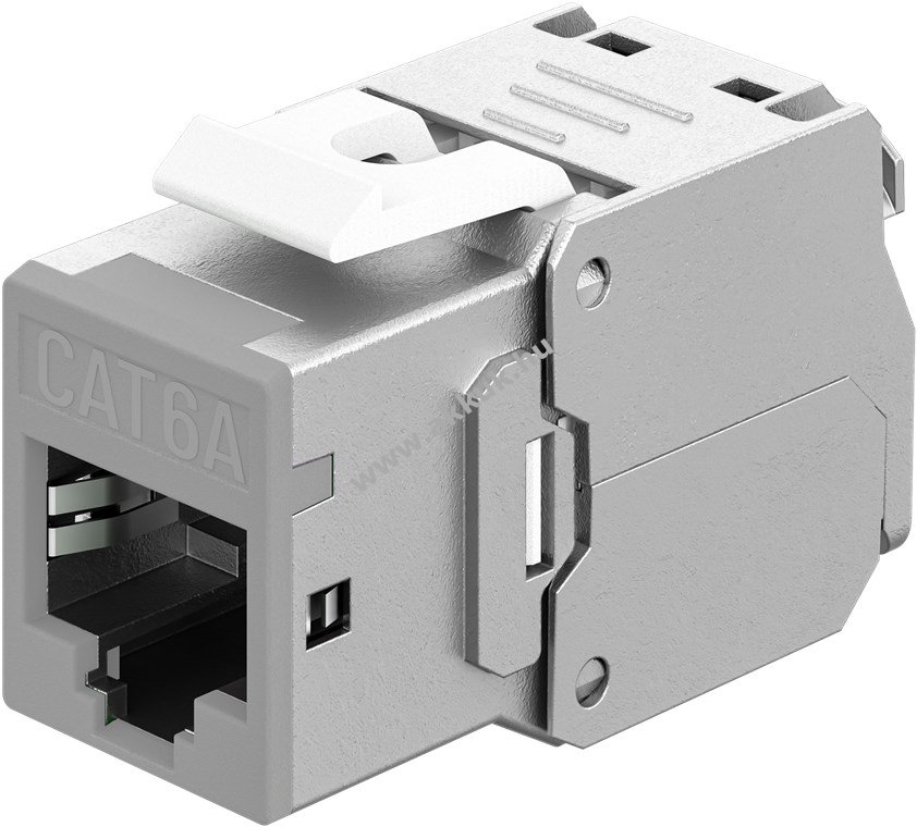 Goobay Keystone RJ45 CAT6A STP Slim szürke 16,6mm krokodil, szerszámmentes LSA