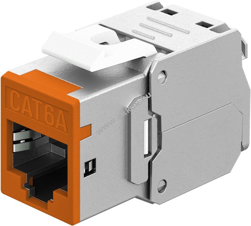 Goobay Keystone modul RJ45 CAT6A STP slim narancs 16,6mm krokodil vágókapocs LSA