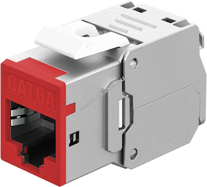 Goobay Keystone RJ45 CAT6A STP Slim piros 16,6mm LSA