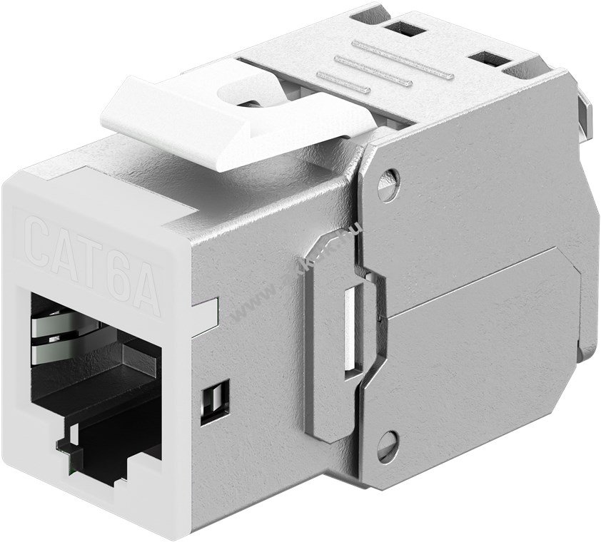 Goobay Keystone RJ45 modul CAT6A STP Slim 16,6mm fehér krokodil vágókapcsos LSA szerszámmentes