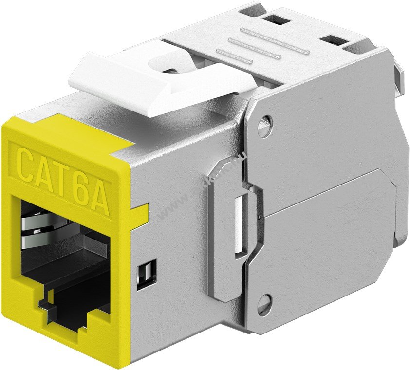Goobay Keystone-modul RJ45 CAT6A STP Slim sárga 16,6mm krokodil szerszámmentes LSA