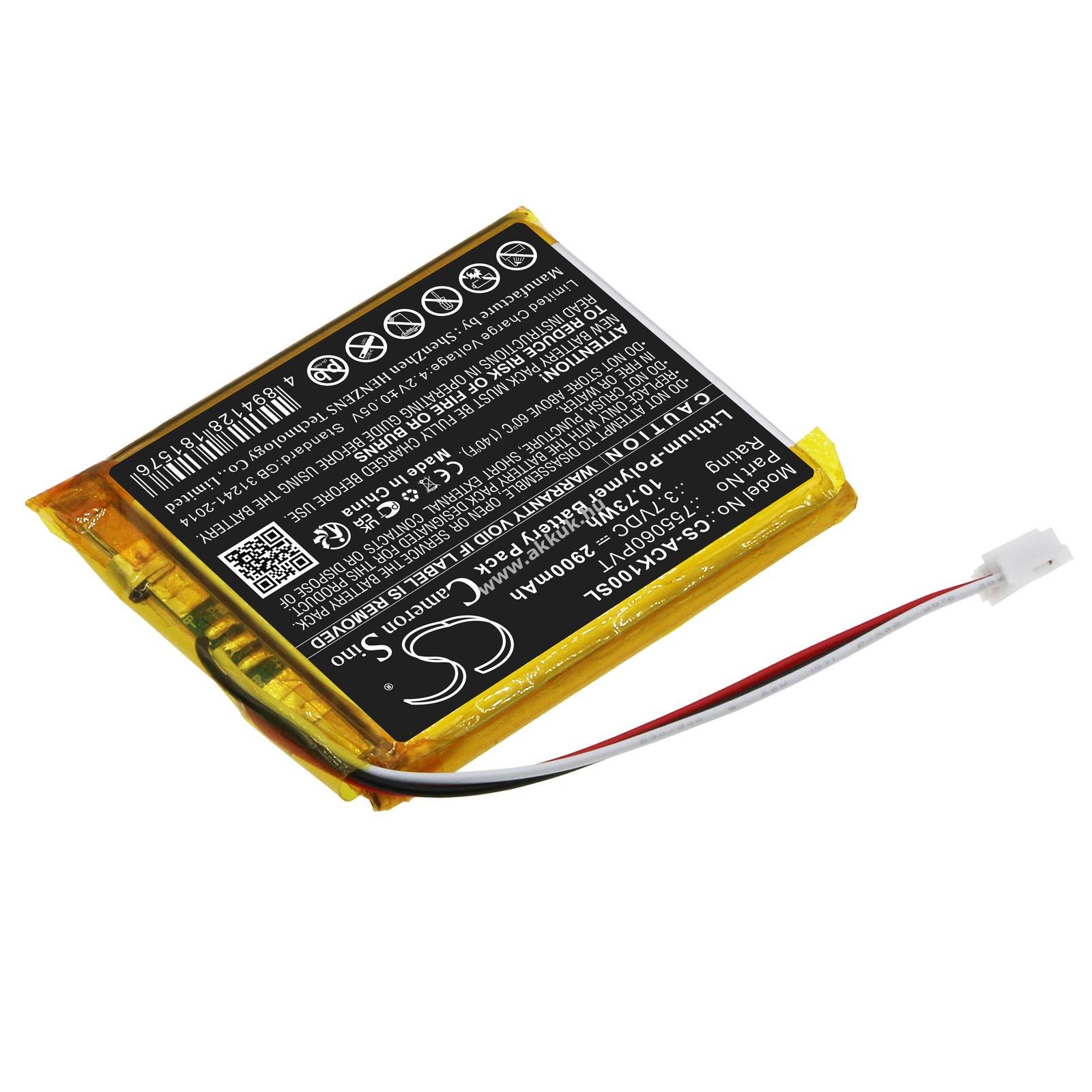Helyettesítő diagnosztikai szkenner akku AUTOKEYSPROTOOL CK-100 755060PVT 2900mAh 10.73Wh 3.7V