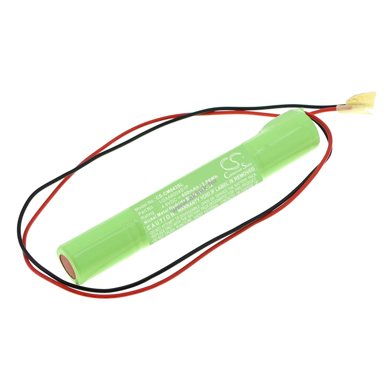 Helyettesítő akkupakk Custom Battery Packs 1/2AA6004S1P 600mAh 2.88Wh 4.8V