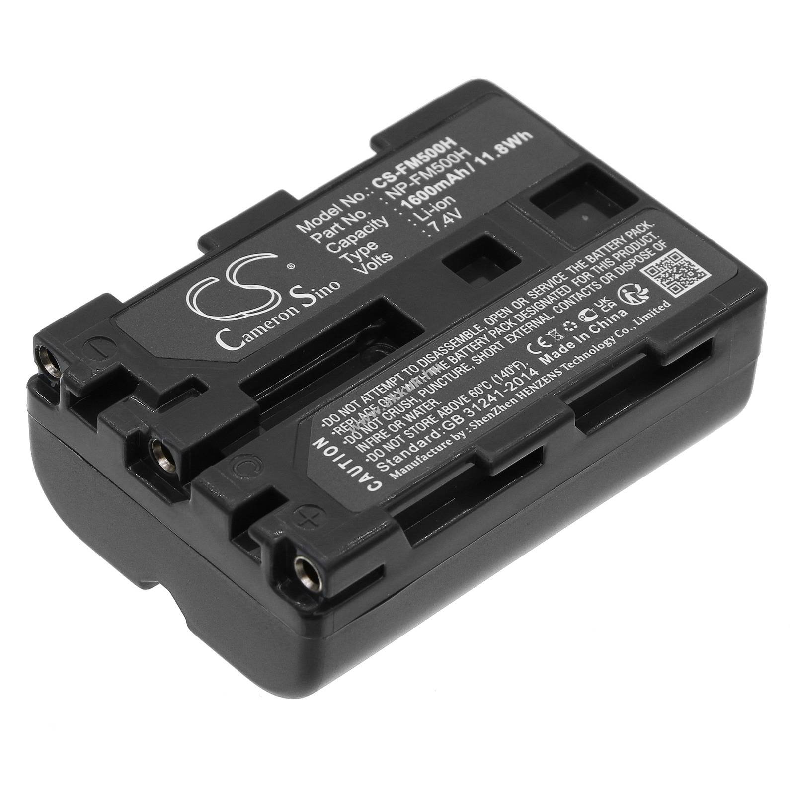 Helyettesítő kamera akku Sony NP-FM500H 1600mAh 11.84Wh DSLR-A100 7.4V