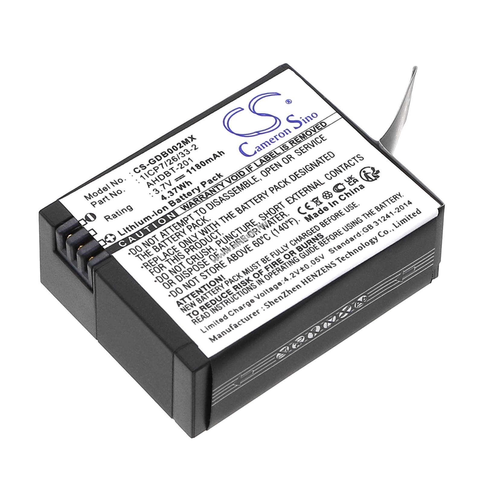 Helyettesítő kamera akku Rollei Mevo A7310 1180mAh 3.7V 4.37Wh