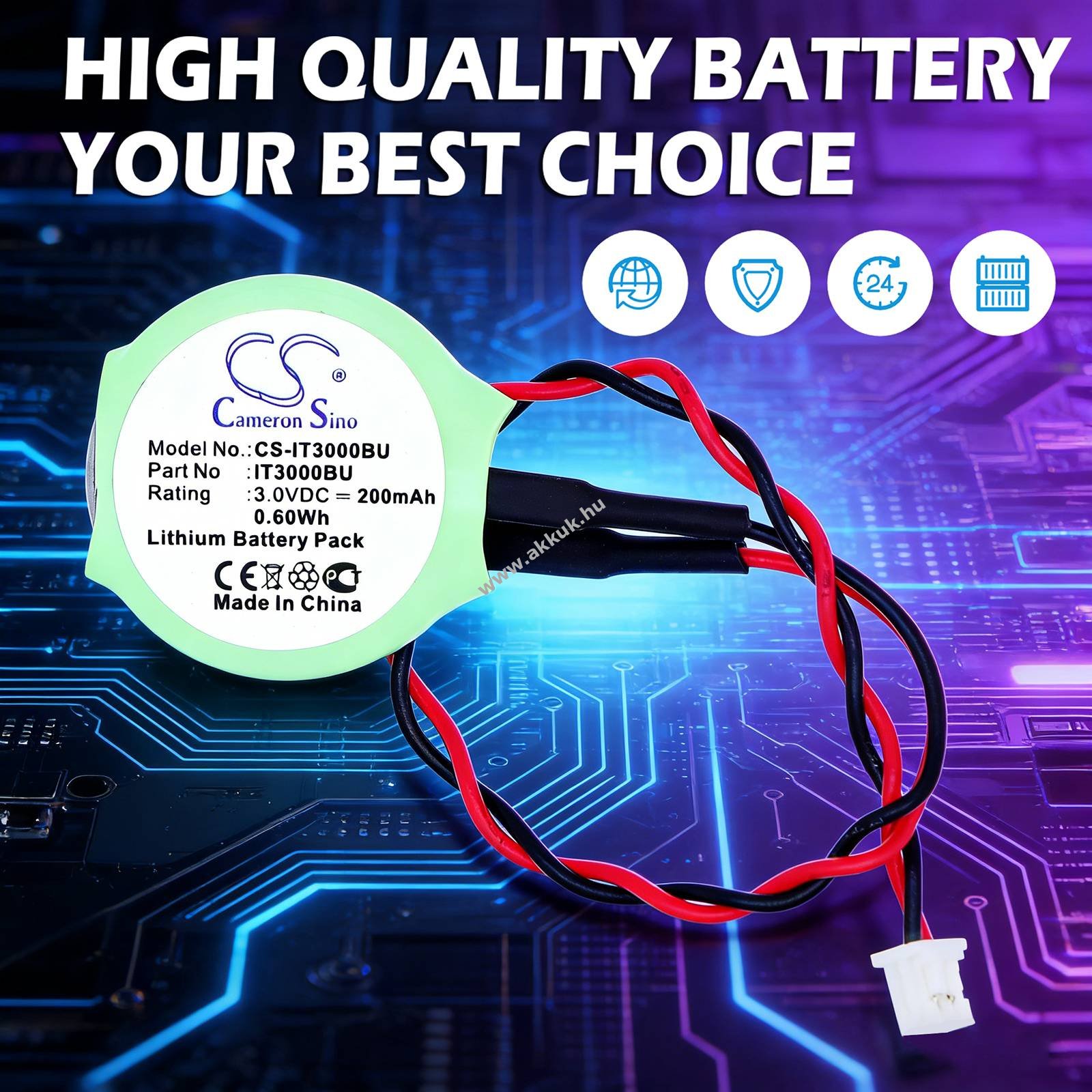 Helyettesítő cmos elem Casio IT3000 BackUp 200mAh 0,6Wh Lithium 3V