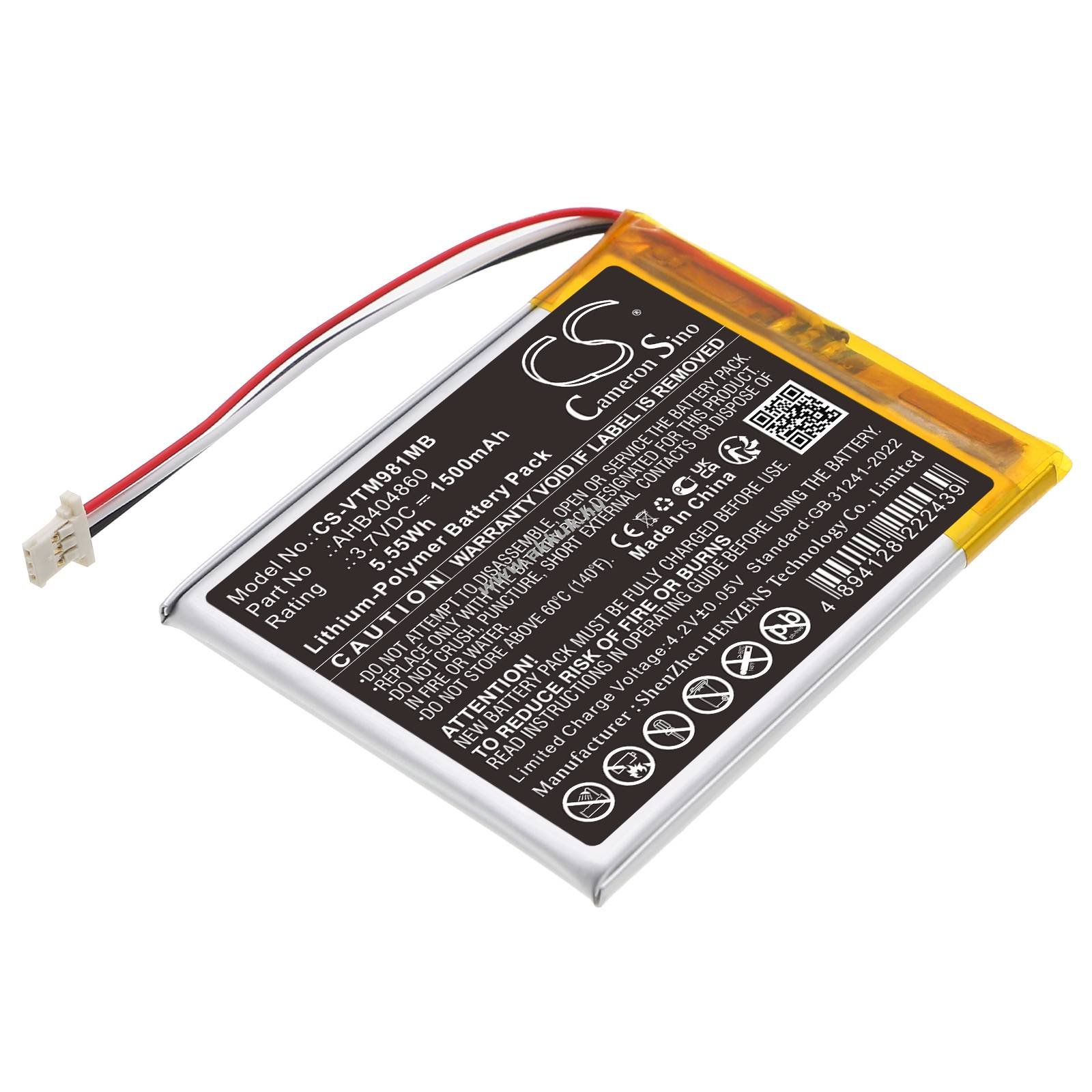 Helyettesítő bébiőr akku V Tech VM981 AHB404860 1500mAh 5.55Wh 3.7V