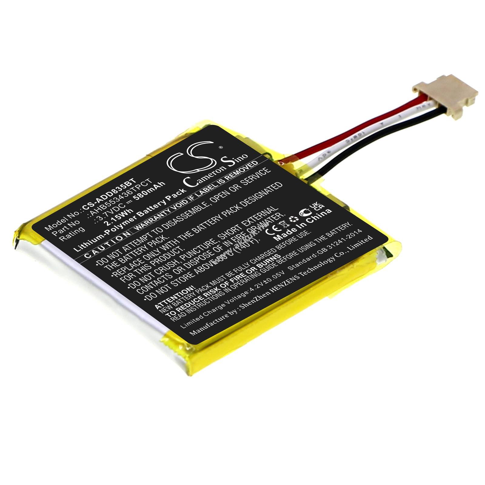 Helyettesítő biztonsági kamera akku AHB553436TPCT 580mAh 2.15Wh ADT Wireless HD Doorbell Camera 3.7V
