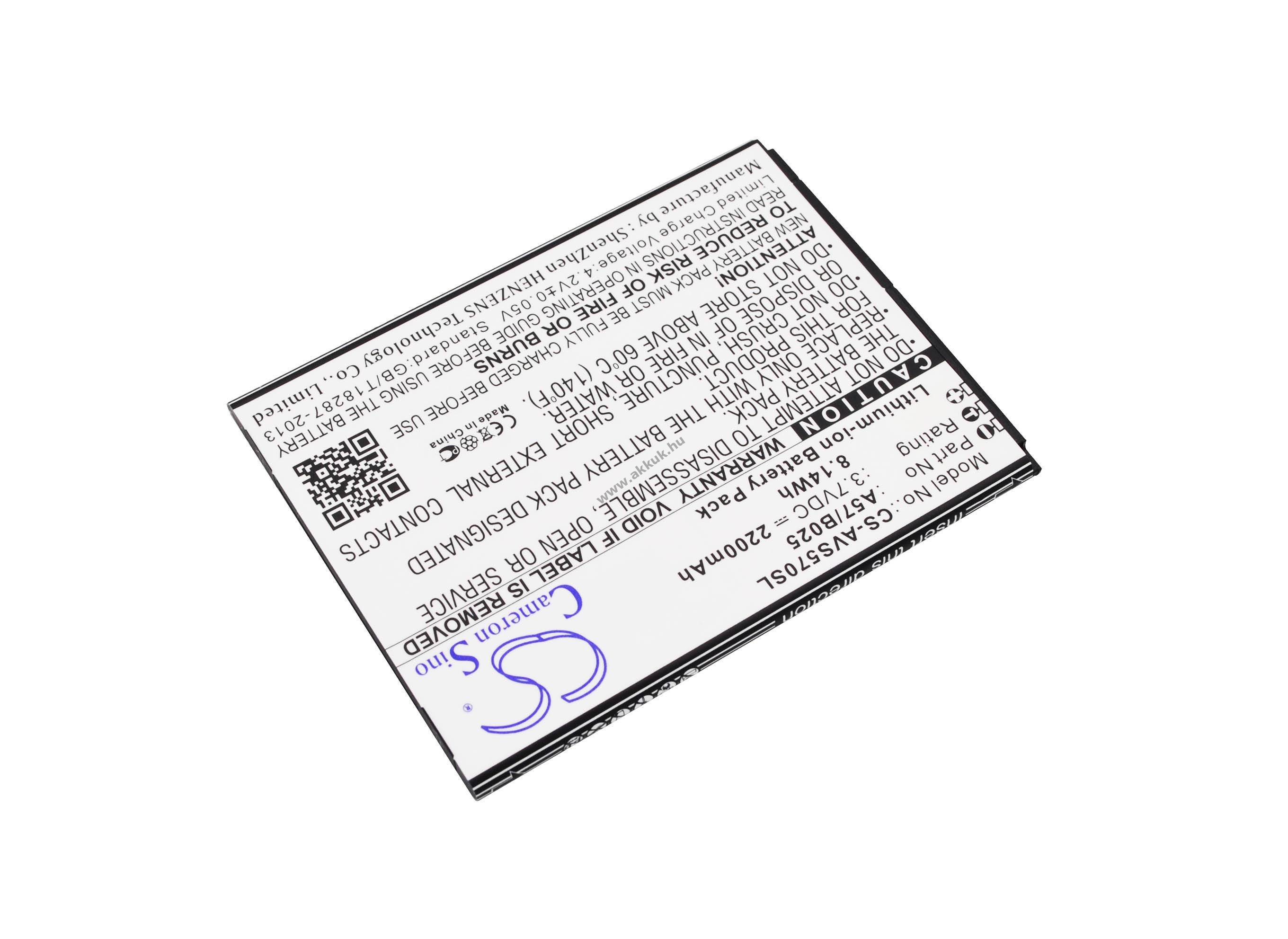 Helyettesítő telefon akku Avus A57 A57/B025 2200mAh 8.14Wh Li-ion 3.7V