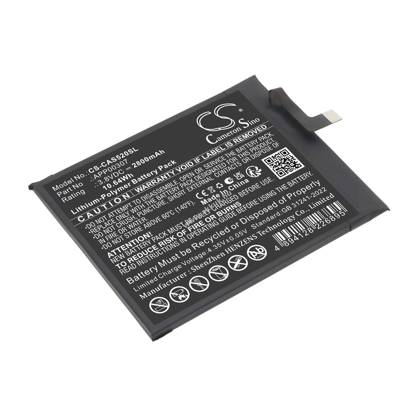 Helyettesítő telefon akku CATERPILLAR CAT S52 APP00307 2800mAh 3.8V 10.64Wh