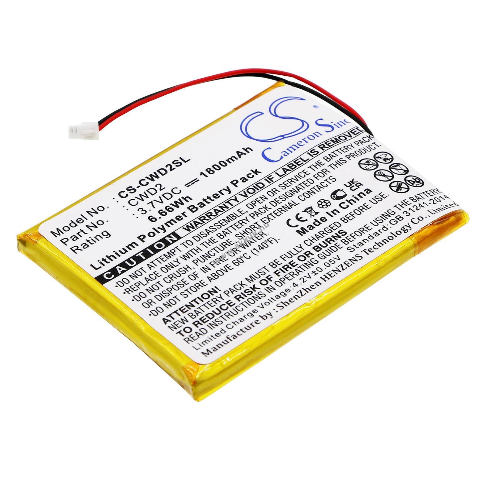 Helyettesítő médialejátszó akku Cowon D2 2GB 1800mAh 6.66Wh 3.7V