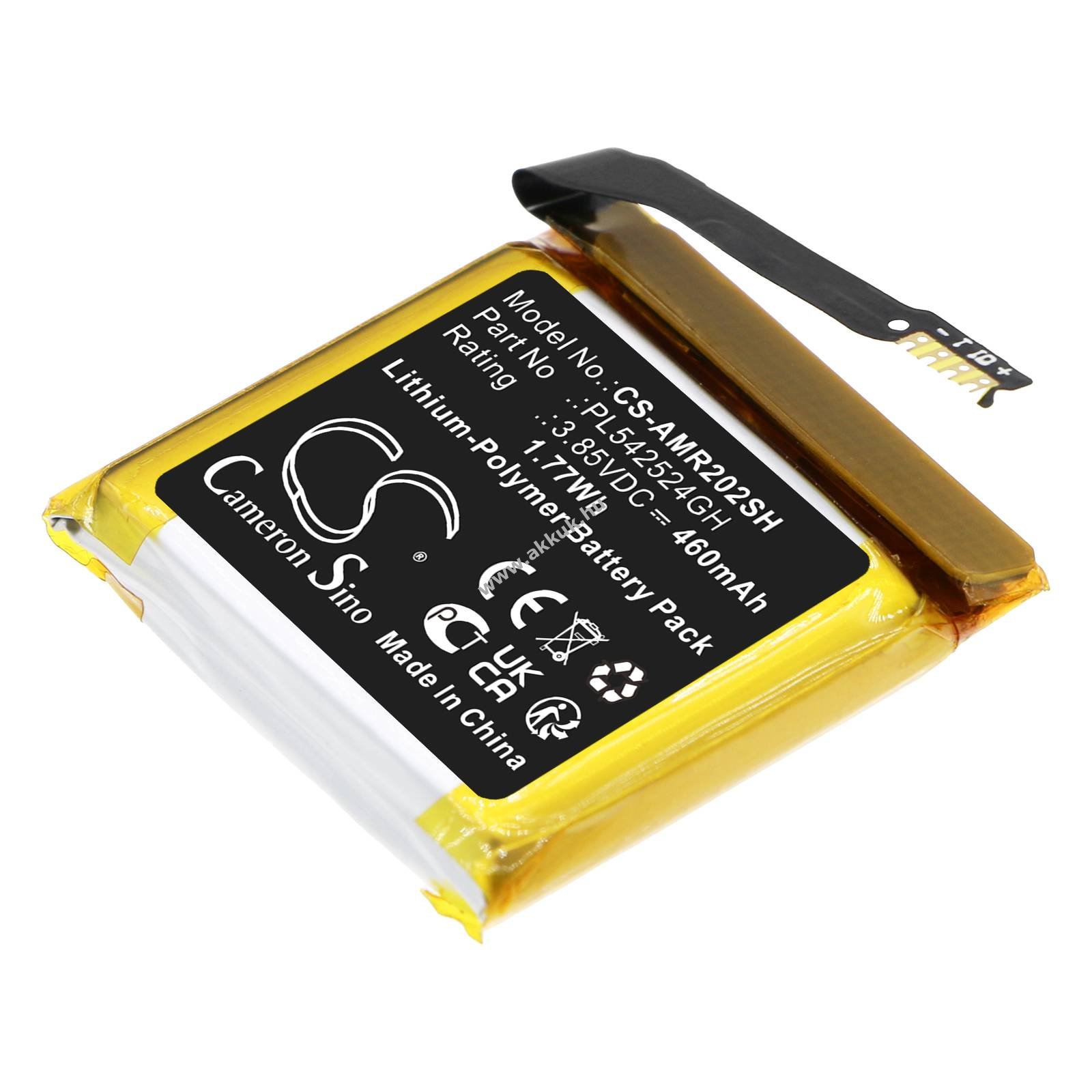 Helyettesítő okosóra akku Amazfit GTR 2E PL542524GH 460mAh 1.77Wh 3.85V