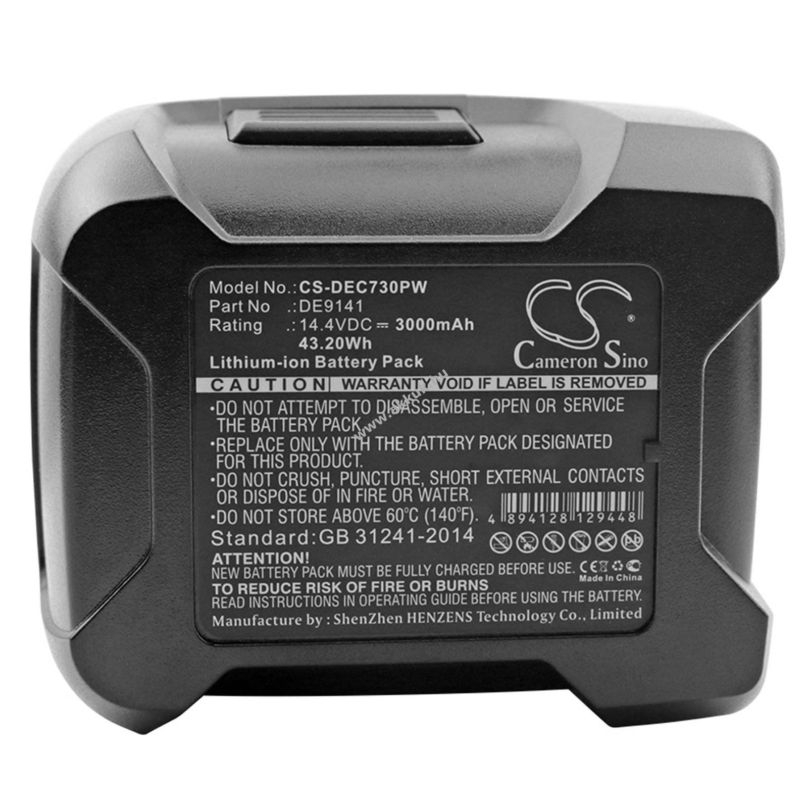 Helyettesítő elektromos szerszámgép akku DeWalt Wurth BS 14-A Combi 3000mAh 43.2Wh 14.4V