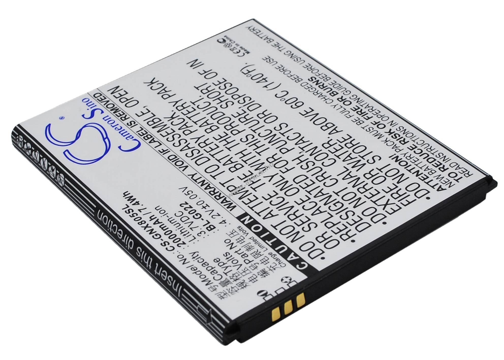 Helyettesítő telefon akku GIONEE X805 BL-G022 2000mAh 7.4Wh 3.7V