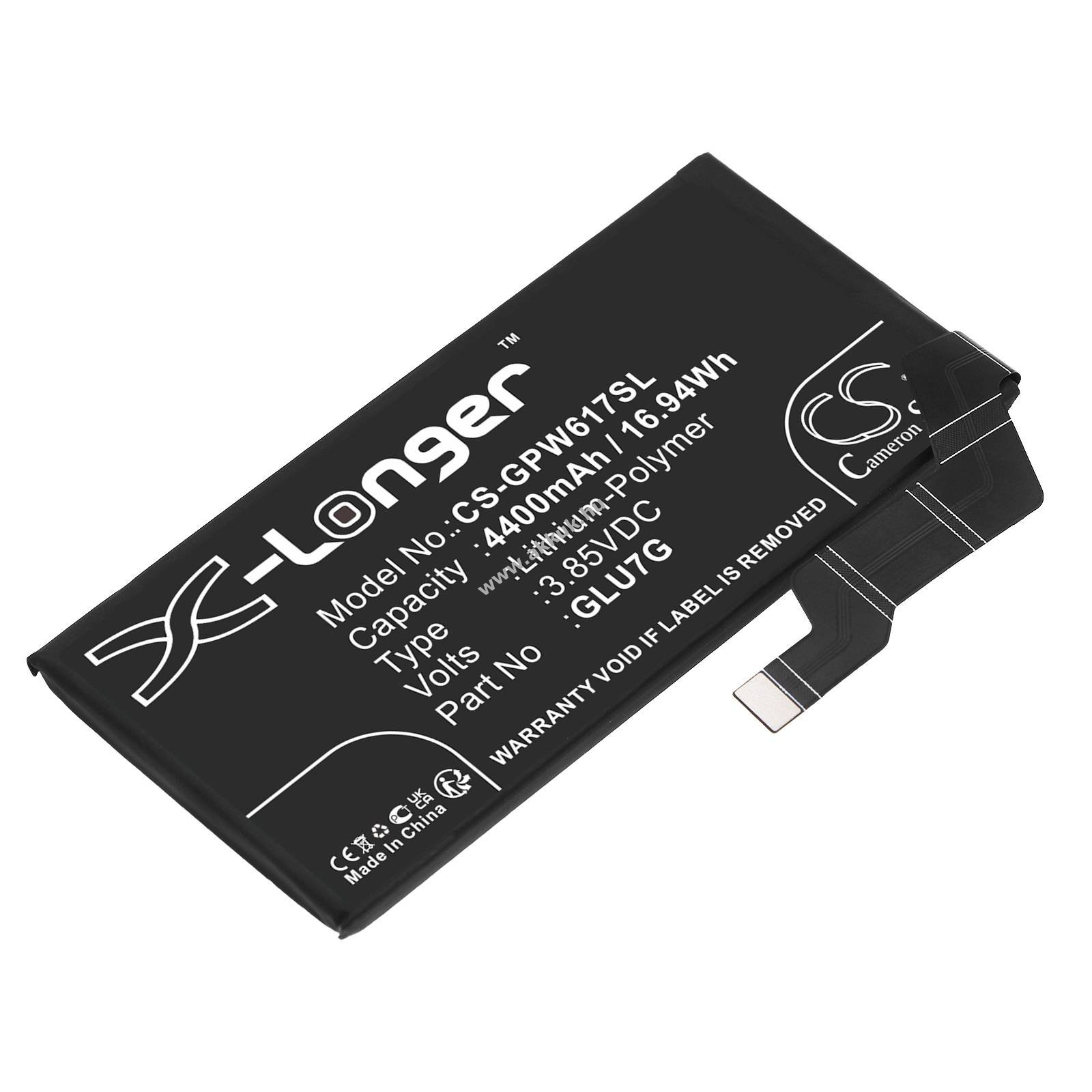 Helyettesítő telefon akku Google Pixel 6a GLU7G 4400mAh 16,94Wh 3.85V