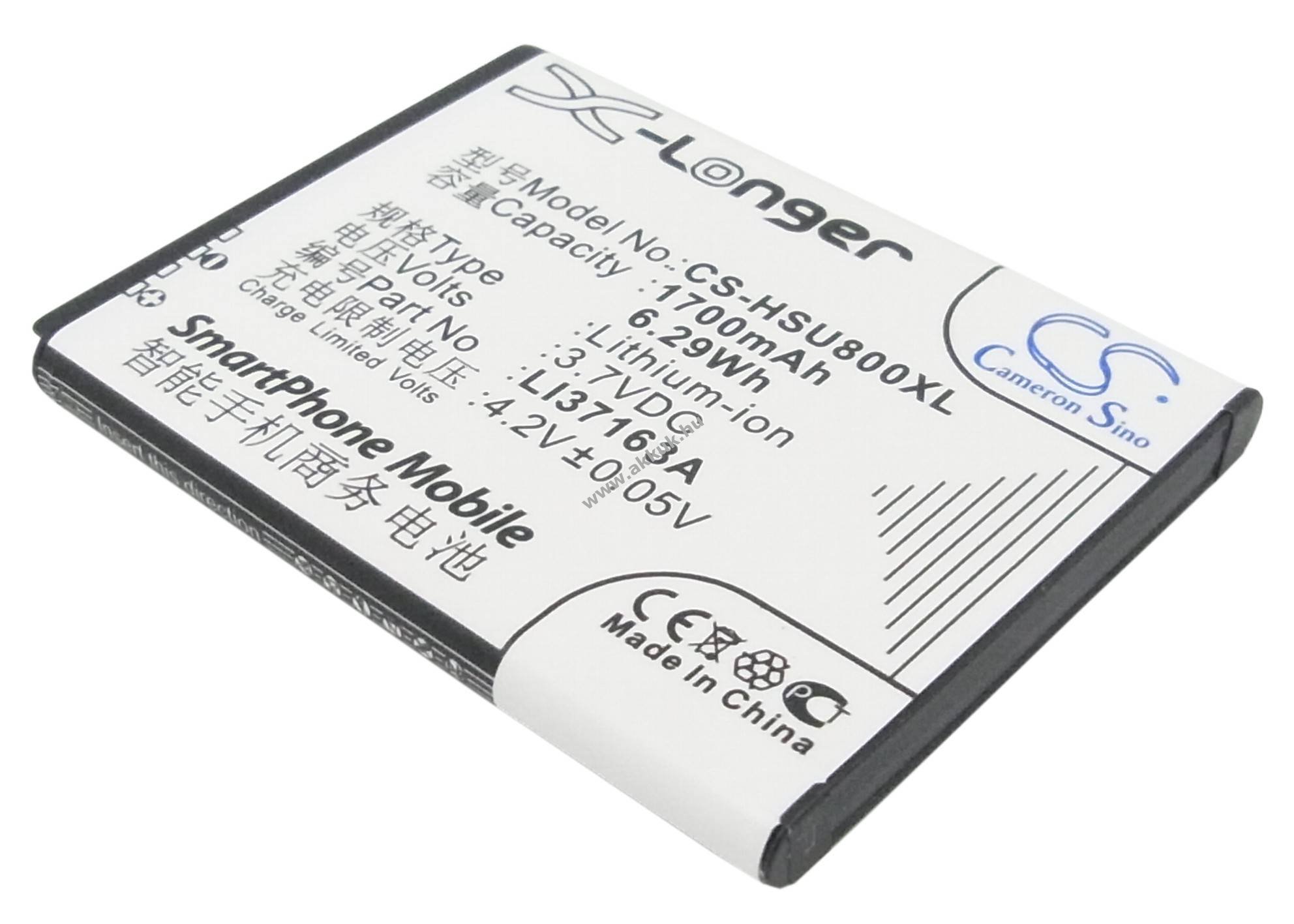 Helyettesítő telefon akku Hisense U8 LI37163A 1700mAh 6.29Wh Li-Ion 3.7V