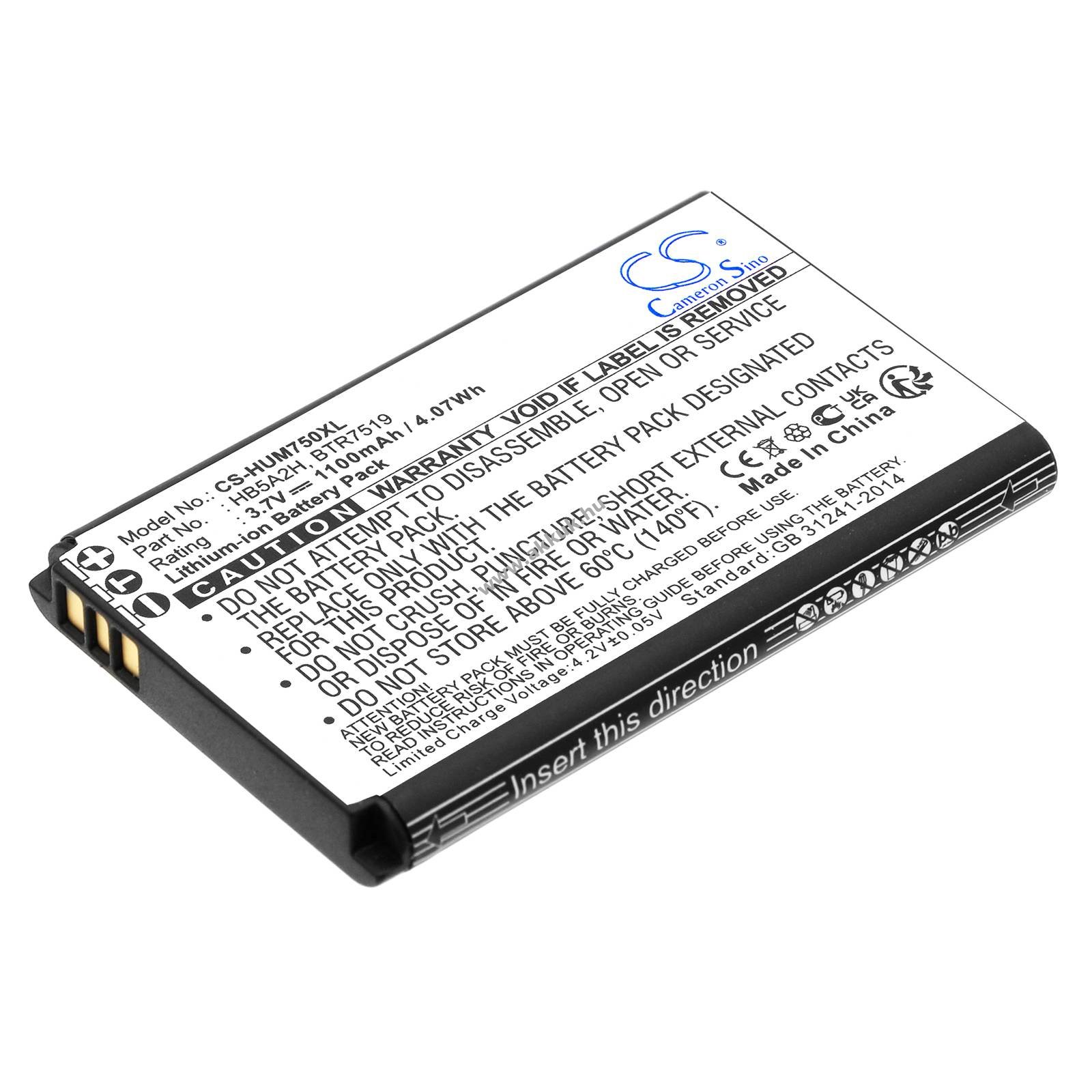 Helyettesítő telefon akku Huawei Cricket Crosswave 1100mAh 4.07Wh 3.7V