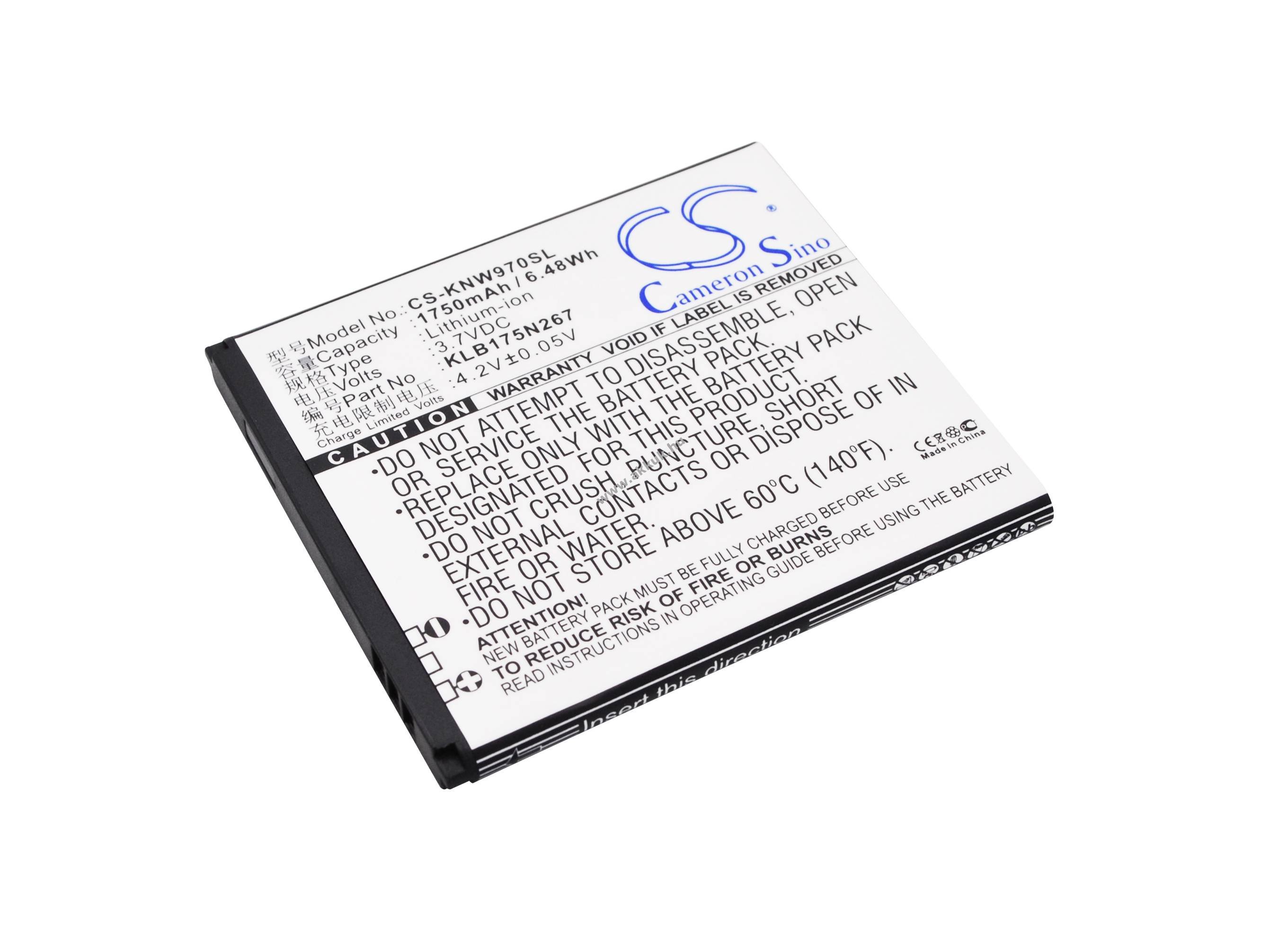 Helyettesítő telefon akku KONKA iQ440 KLB175N267 1750mAh 6.48Wh 3.7V