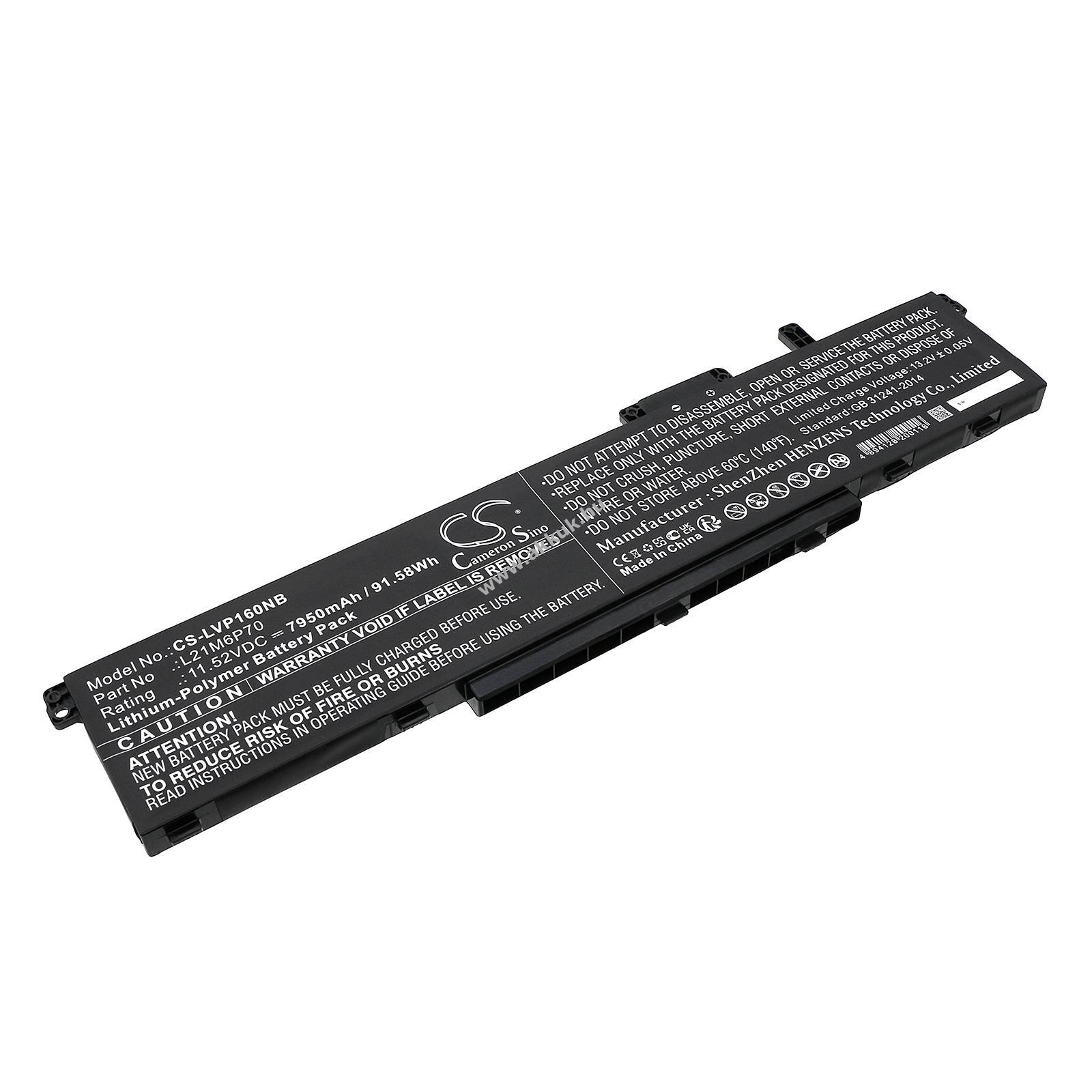 Helyettesítő laptop akku Lenovo ThinkPad P16 00CD 5B10W51893 7950mAh 91.58Wh 11.52V