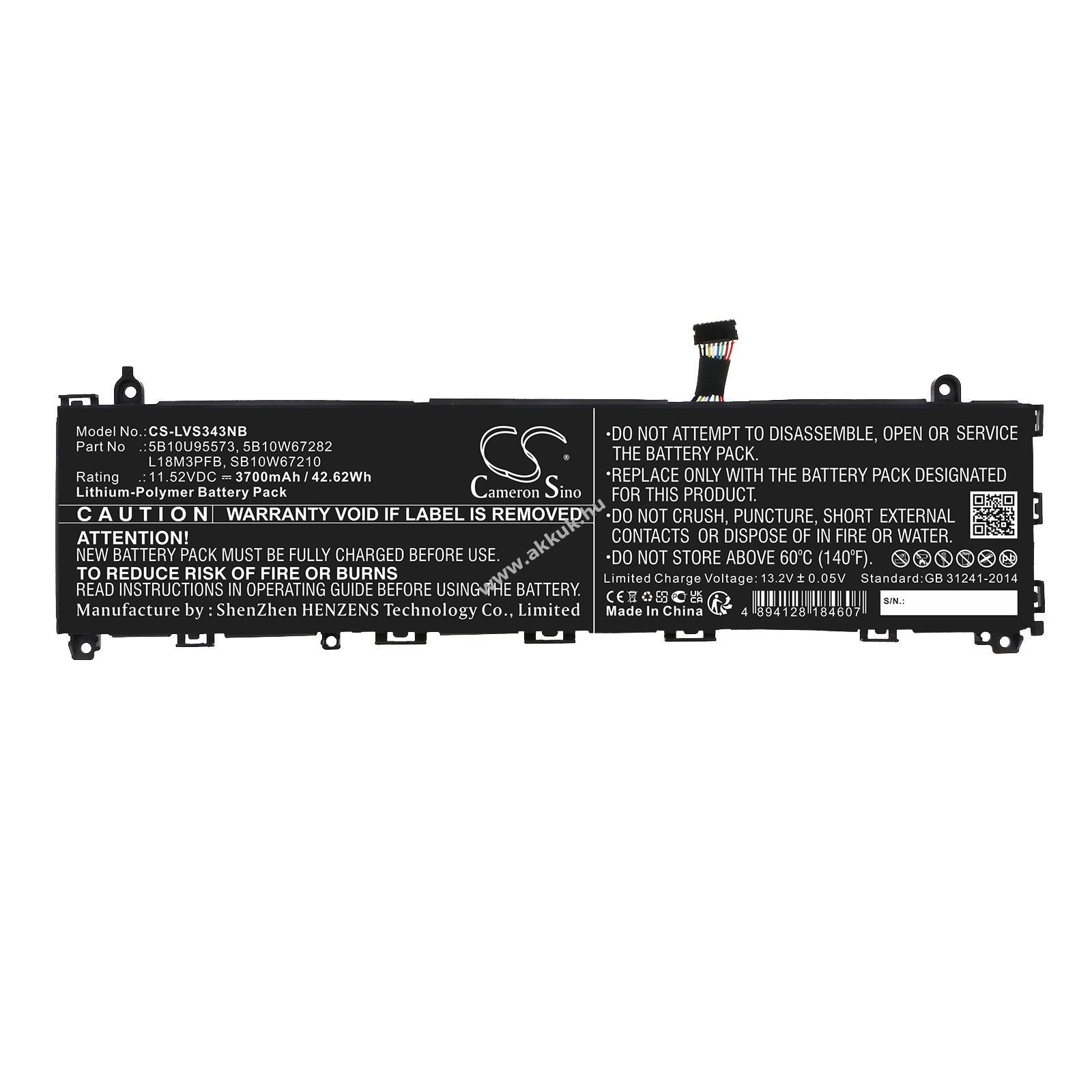 Helyettesítő laptop akku Lenovo IdeaPad S340-13IML 5B10U95573 3700mAh 42.62Wh 11.52V