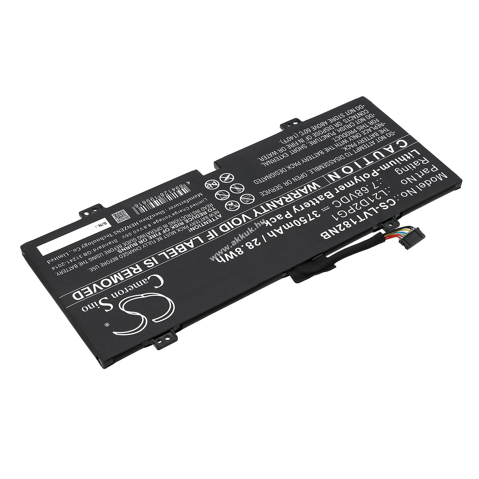 Helyettesítő laptop akku Lenovo 10W-82ST L21D2PG1 3750mAh 28.8Wh 7.68V