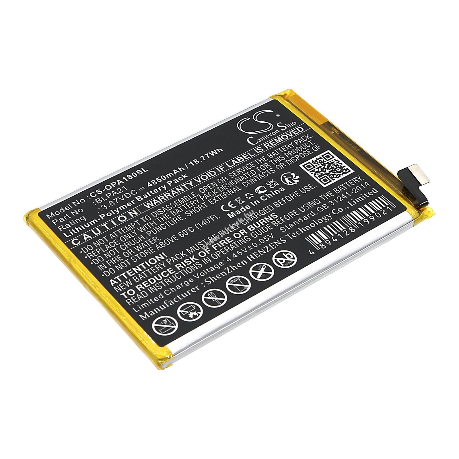 Helyettesítő telefon akku Oppo A18 BLPA21 4850mAh 18.77Wh 3.87V