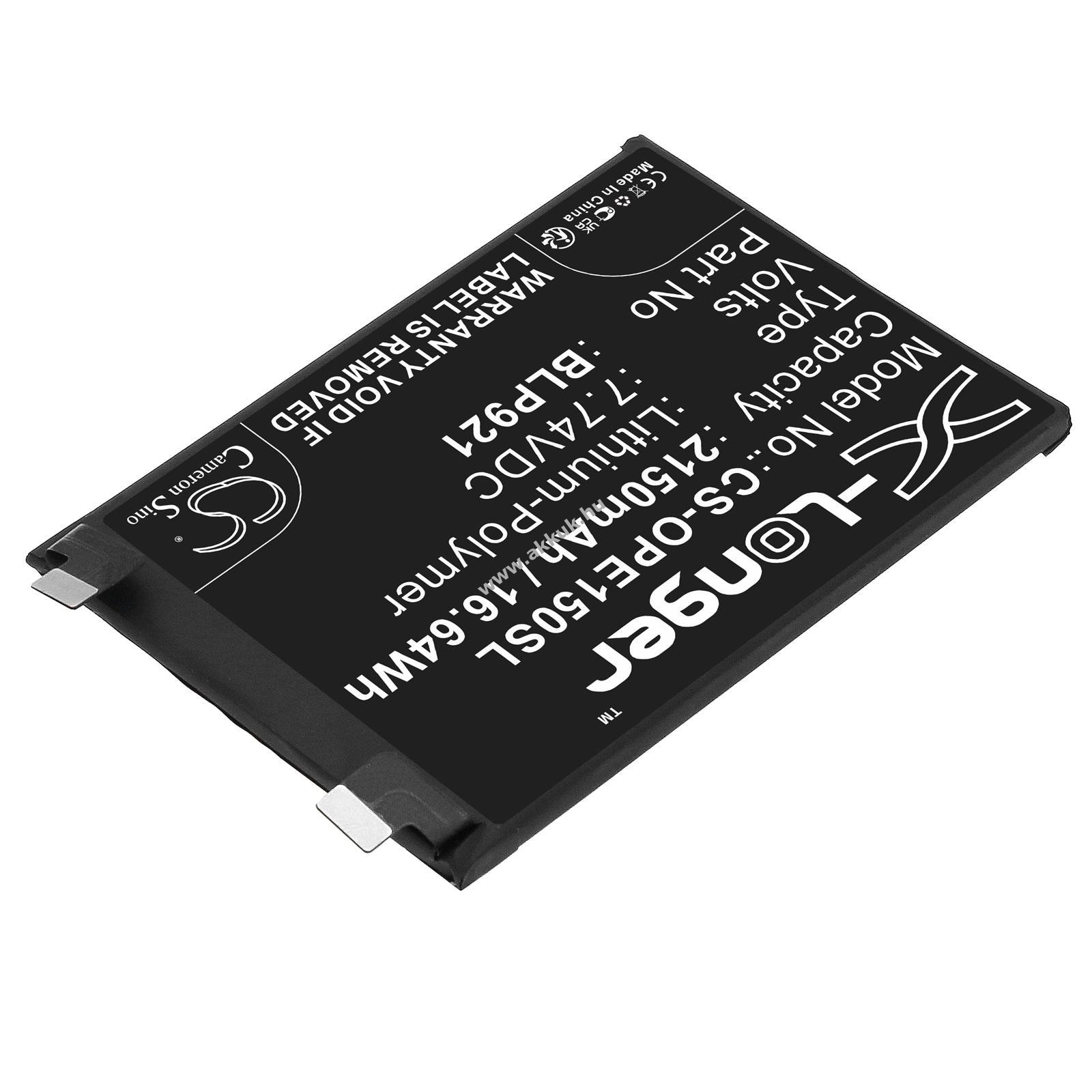 Helyettesítő telefon akku OnePlus ACE 150W BLP921 2150mAh 7.74V 16.64Wh