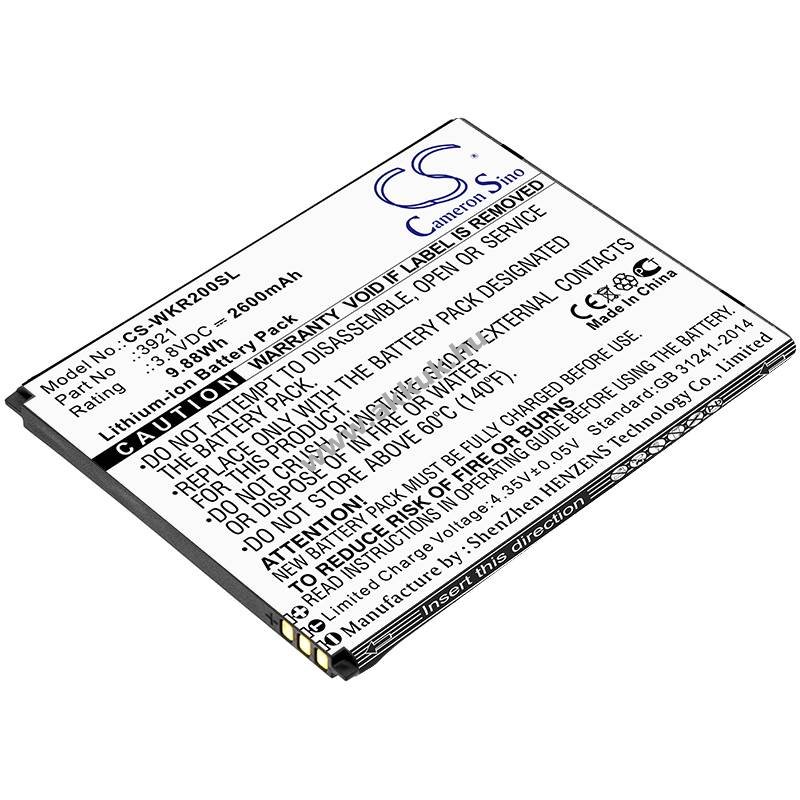 Helyettesítő telefon akku Wiko ROBBY 2 3921 2600mAh 9.88Wh 3.8V