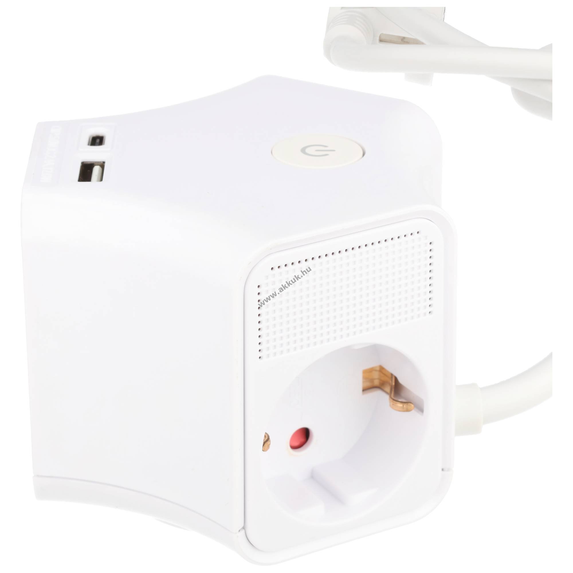 Heitech 3-fach csillag alakú elosztó USB-A és USB-C 3x védőérintkezős 3680W 230V 16A 1,4m