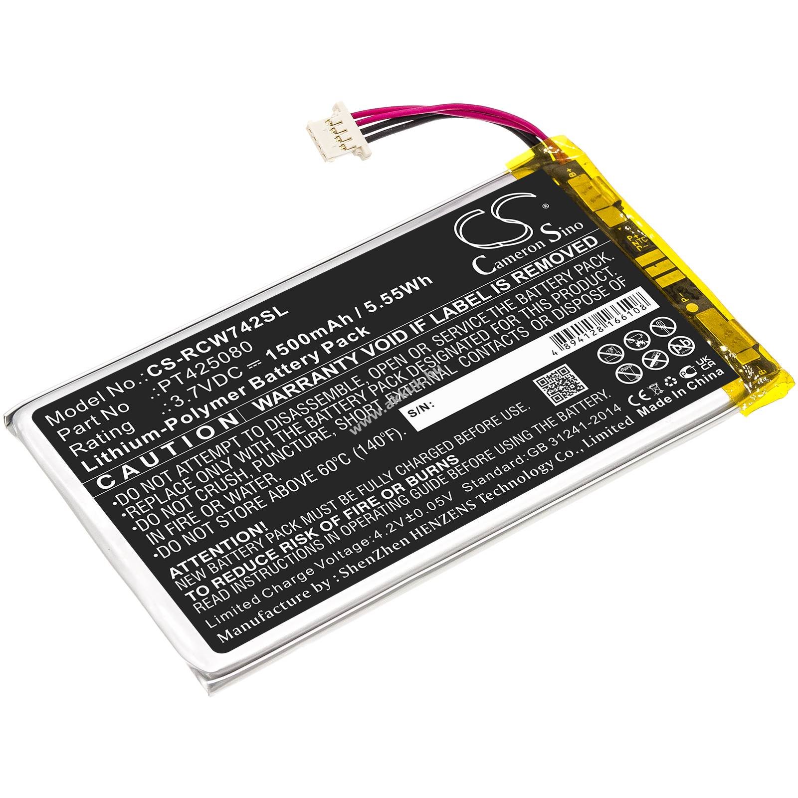 Helyettesítő táblagép akku RCA Voyager II 7\ PT425080 1500mAh/5.55Wh 3.7V