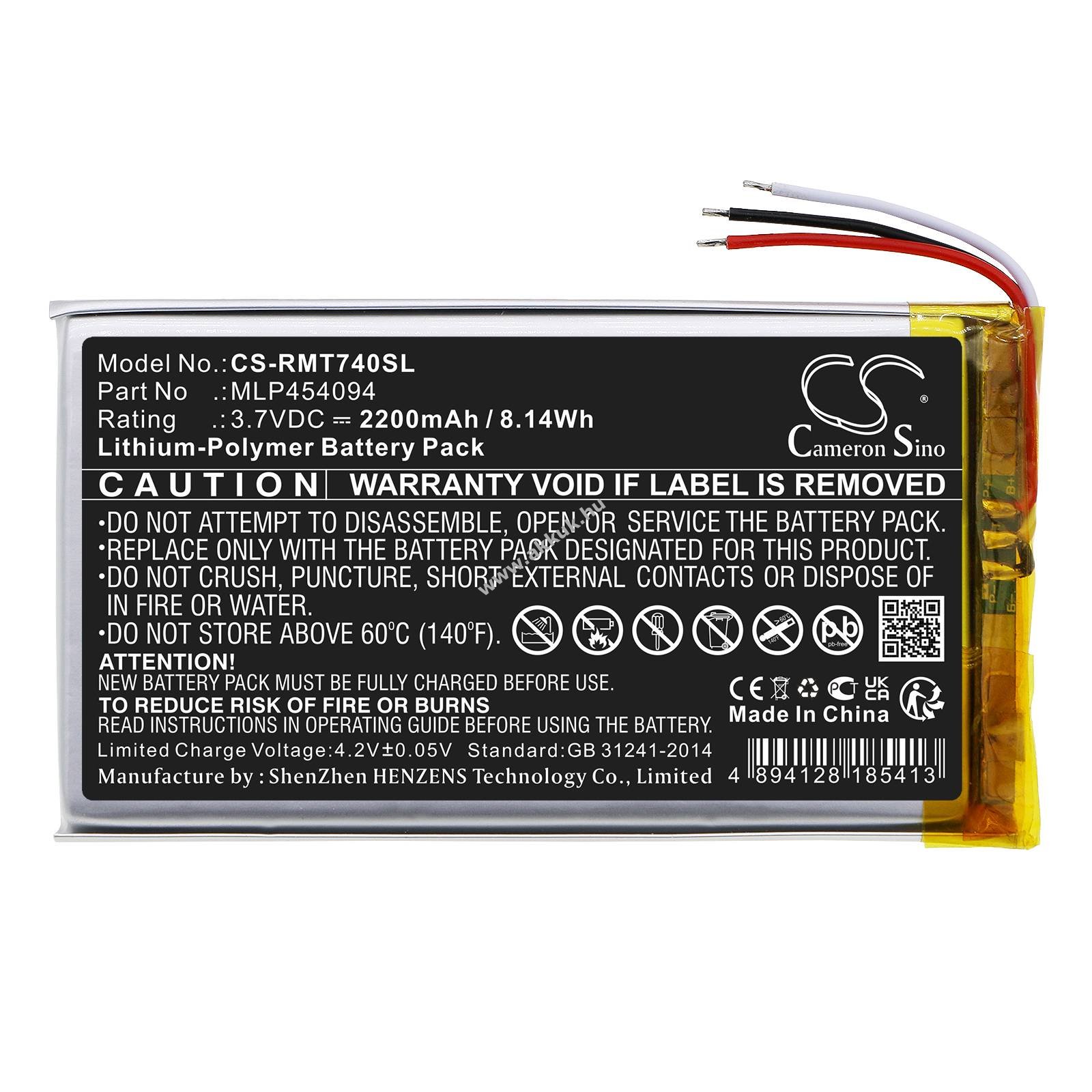 Helyettesítő gps akku Rand McNally TND-740 MLP454094 2200mAh 8.14Wh 3.7V
