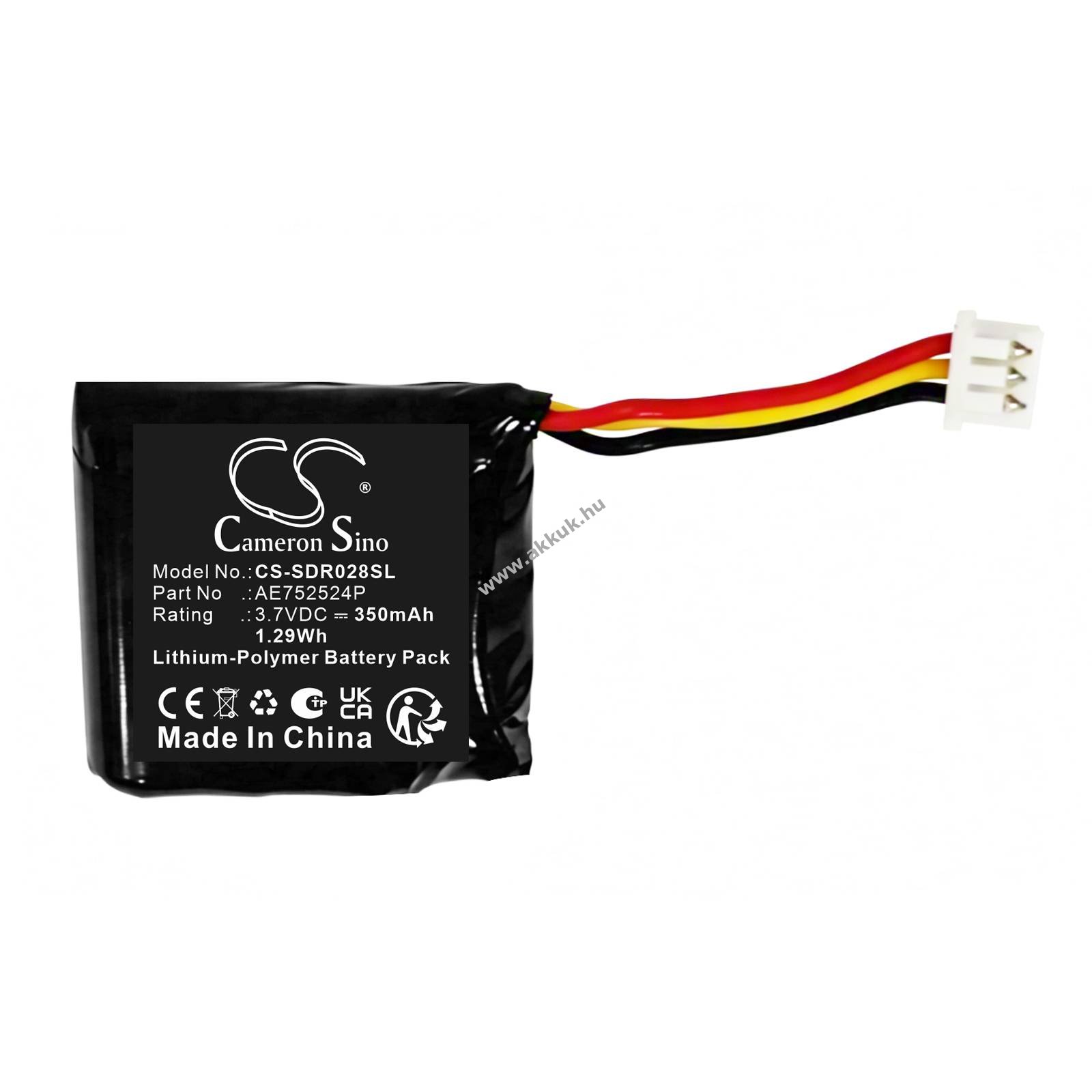 Helyettesítő kutyanyakörv akku Dogtra 280X Receiver AE752524P 350mAh 3.7V 1.29Wh