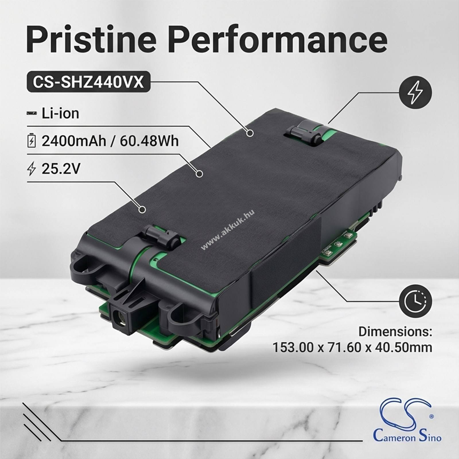 Helyettesítő porszívó akku Shark IZ440H XFBT750 2400mAh/60.48Wh 25.2V