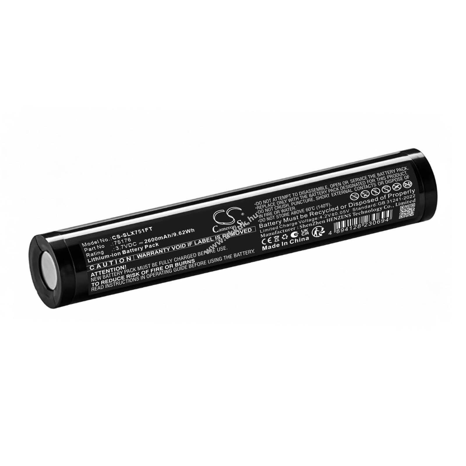 Helyettesítő zseblámpa akku Streamlight Stinger LED 75176 2600mAh 9.62Wh 3.7V