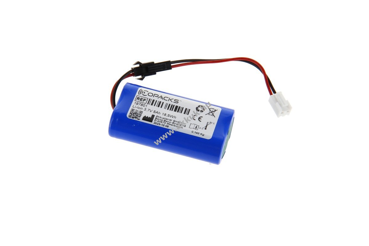 Helyettesítő akku CEAG 40071353667 3,7V 5Ah 18,5Wh 66x37x19mm 145mm kábellel Li-Ion