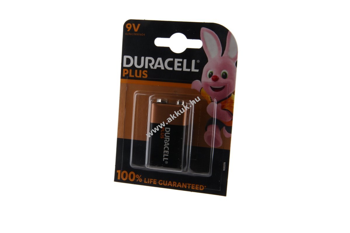 Duracell Plus 9V E-Block MN1604 6LR61 elem 1db csomag alkáli