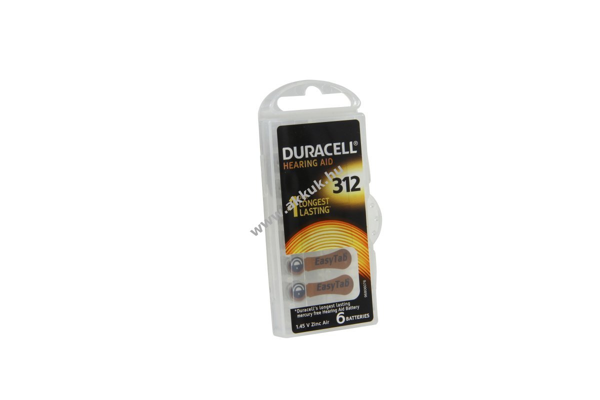 Duracell 312 EasyTab hallókészülék elem 1,4V 6db/csomag cink-levegő