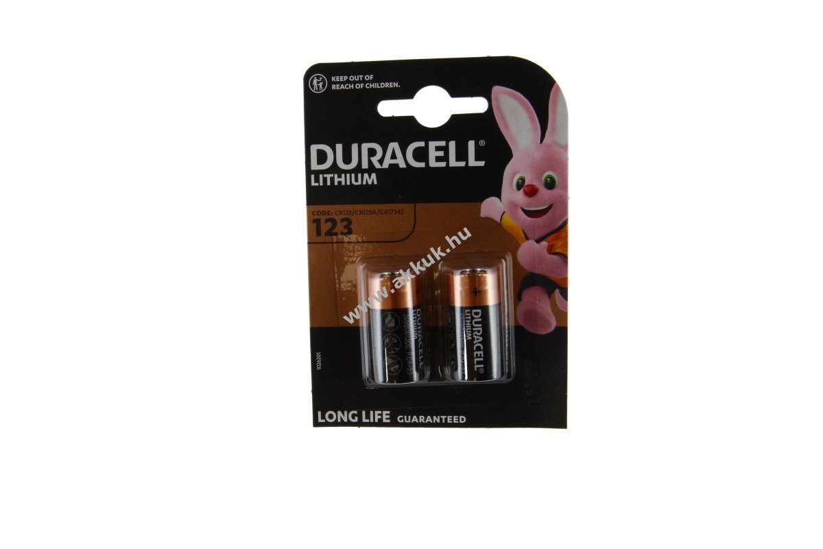 Duracell CR123 3V 1,6Ah lítium elem 2db/csomag