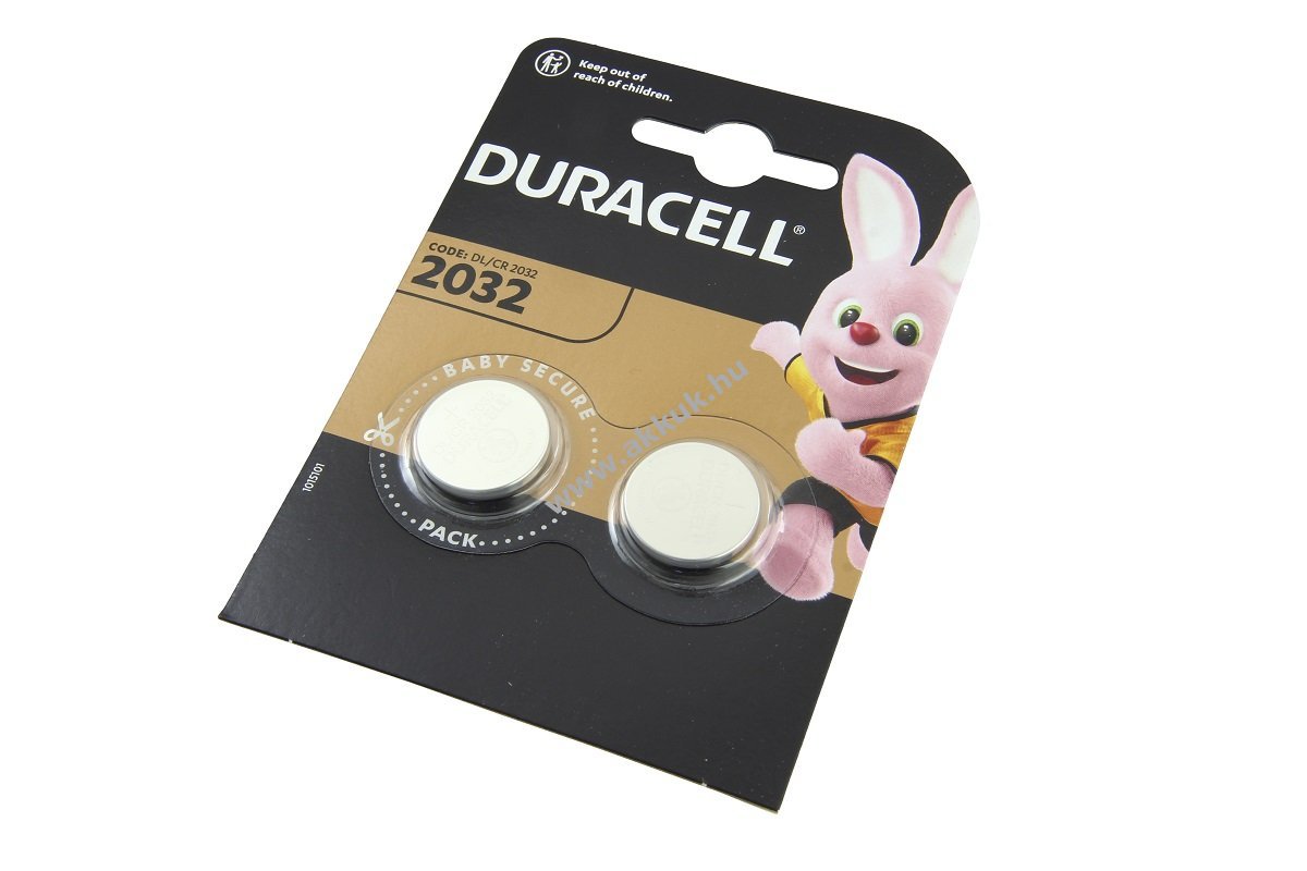 Duracell CR2032 3V 0,180Ah elem 2db csomag lítium