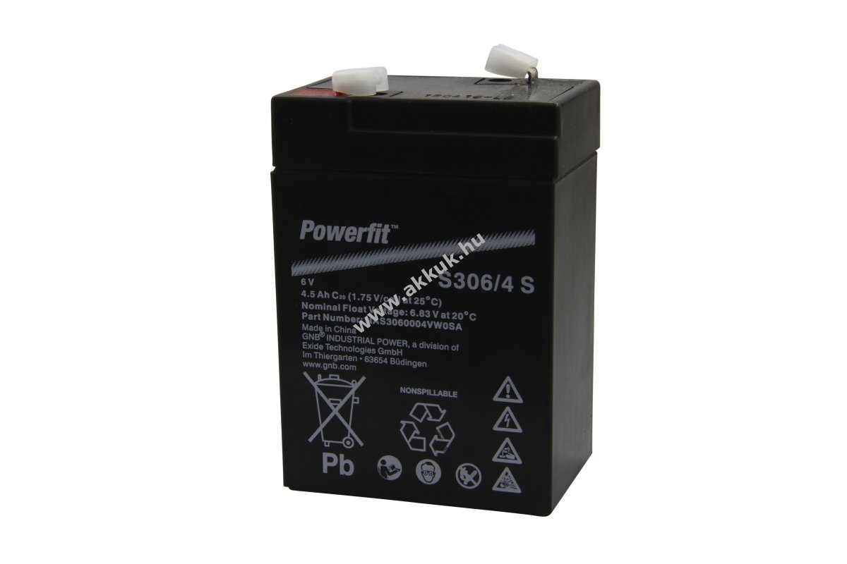 Exide Powerfit S306/4S 6V 4,5Ah akku AGM ólom
