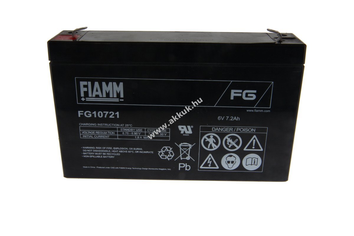 FIAMM FG10721 6V 7,2Ah akku Ólomsavas