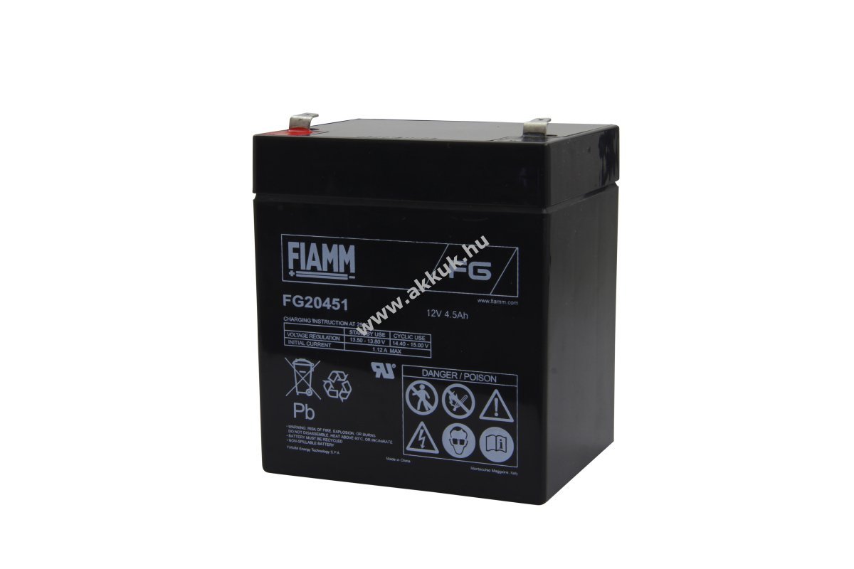 FIAMM FG20451 12V 4,5Ah akku 4,8mm Faston ólomsavas