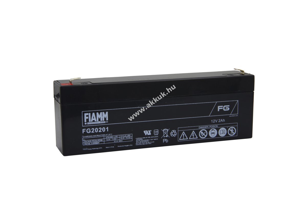FIAMM FG20201 12V 2,2Ah akku 4,8mm Faston 178x34x65mm 0,808kg ólomsavas