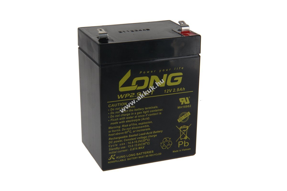 Long WP2,9-12T 12V 2,9Ah akku ólomsavas