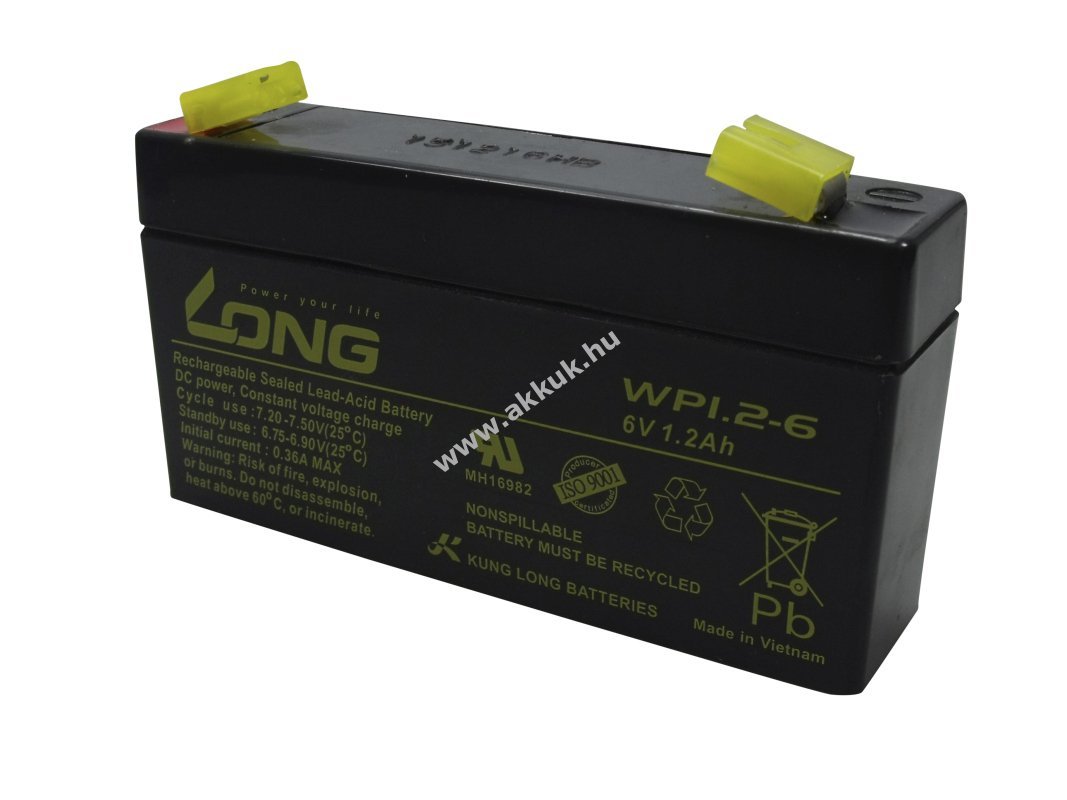 KungLong WP1,2-6 6V 1,20Ah akku ólom-savas